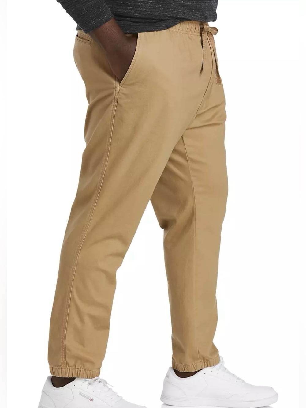 Men’s Big & Tall Casual Fabric Jogger in 98% Cotton Khaki Pockets Like New